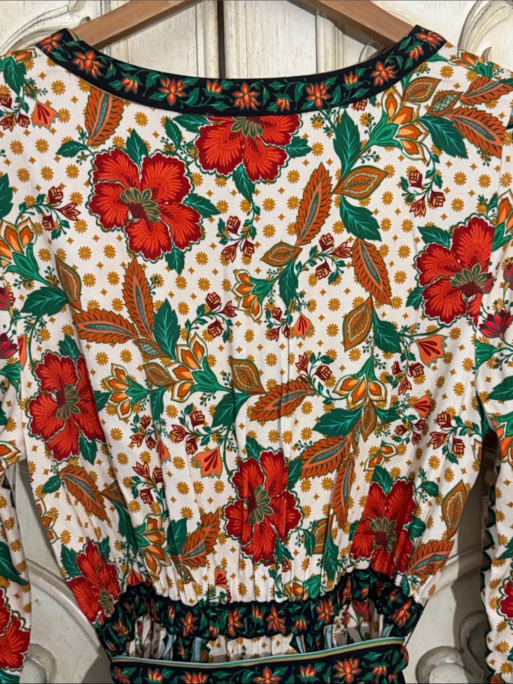 Farm Rio x New Anthropologie Cotton Boho Floral Jumpsuit Long Sleeve S-S - Picture 12 of 16